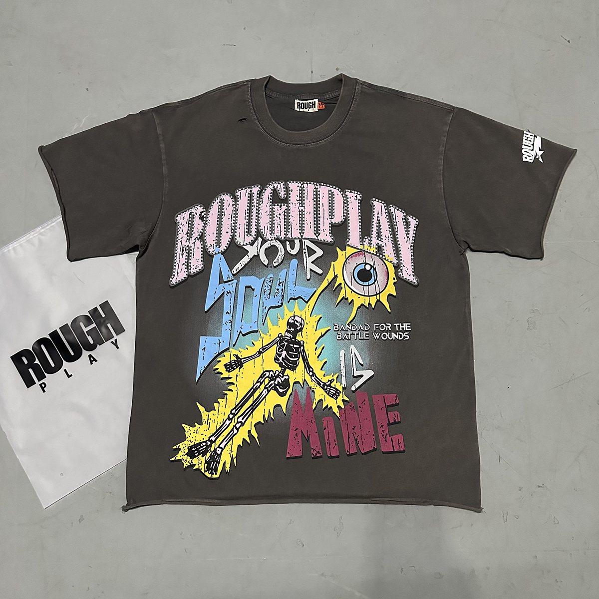 Rough Play Colorful Tour Skeleton Graphic T-Shirt