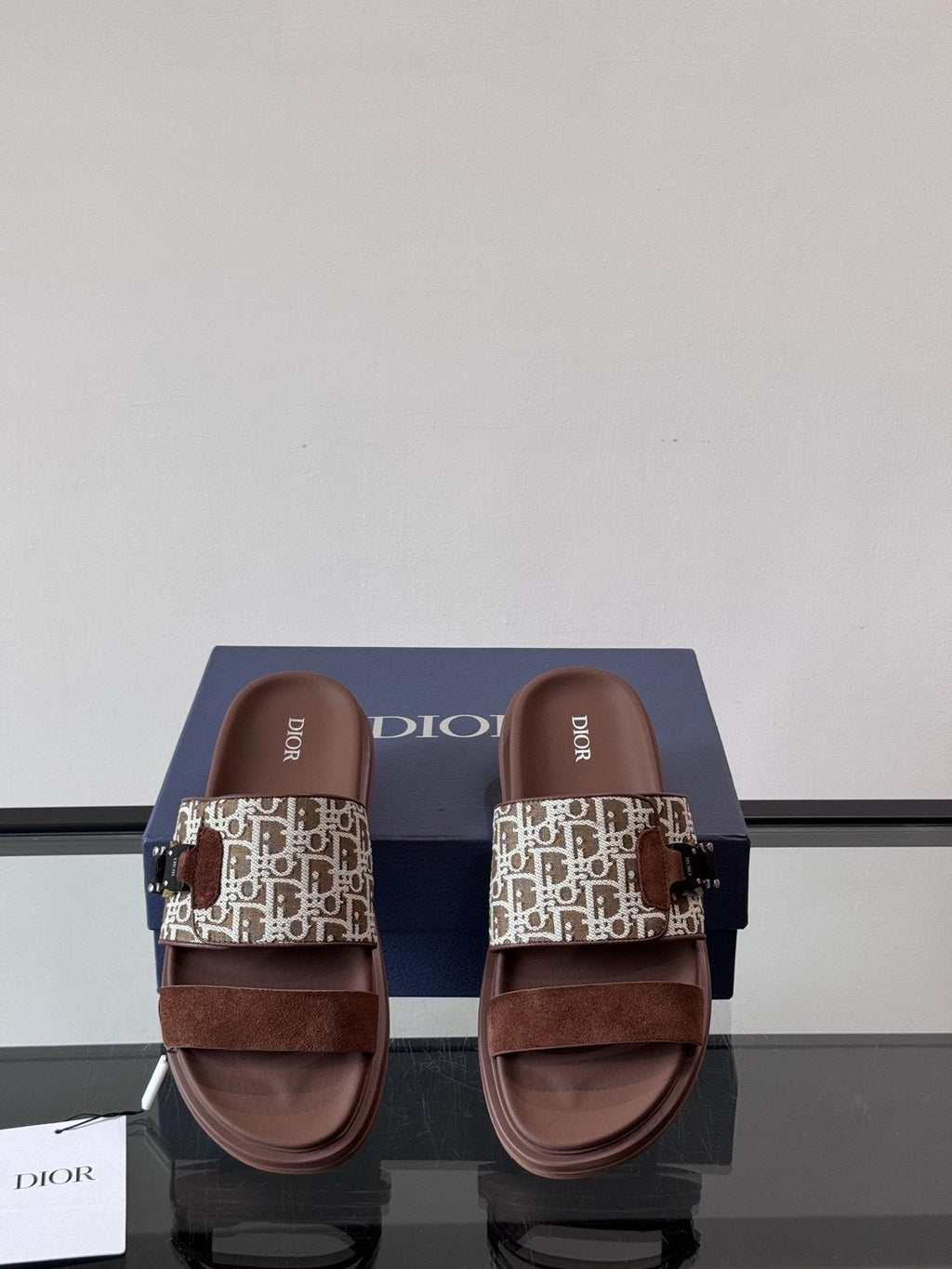 Dior Men's Patterned Strap Slide Sandals - Grooved Outsole
