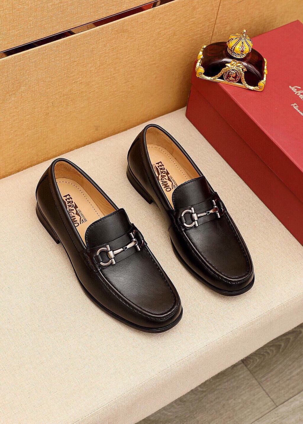 Ferragamo Black Buckle Loafers - Smooth Leather Upper, Leather Lining
